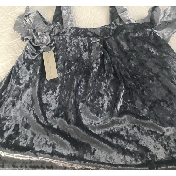 Cold Shoulder Crushed Velvet Top. Blue/silver Fun look for a Holiday Party! - Picture 1 of 6